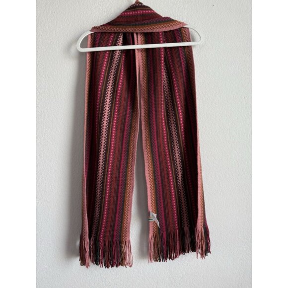 Smartwool Women Striped Wool Scarf Fringe Meadow Line‎ Canyon Rose Pink Size OS - Picture 12 of 12